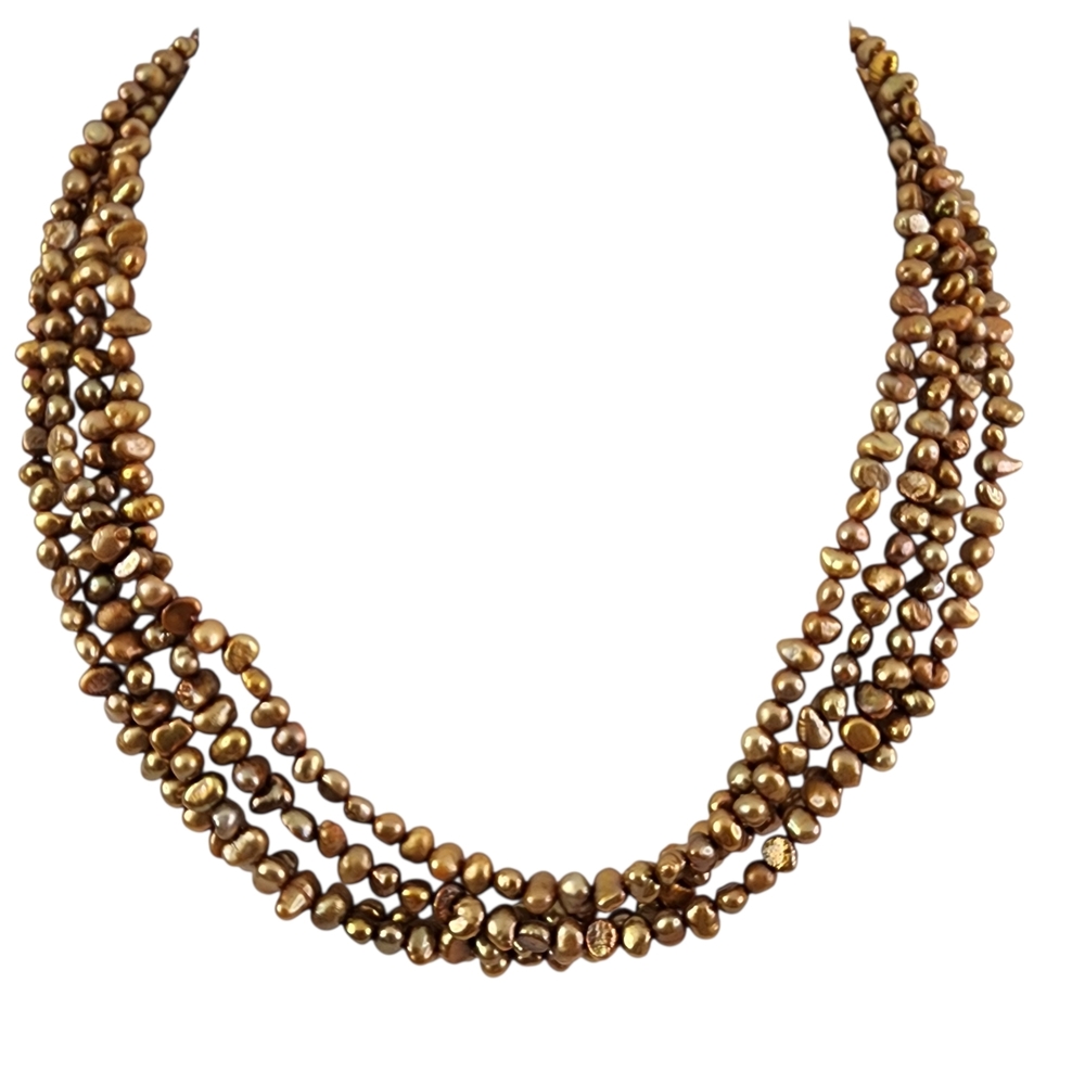 Pearl Necklace Multi-strand Balinese 925 Sterling Silver Clasp + A0361 Q7